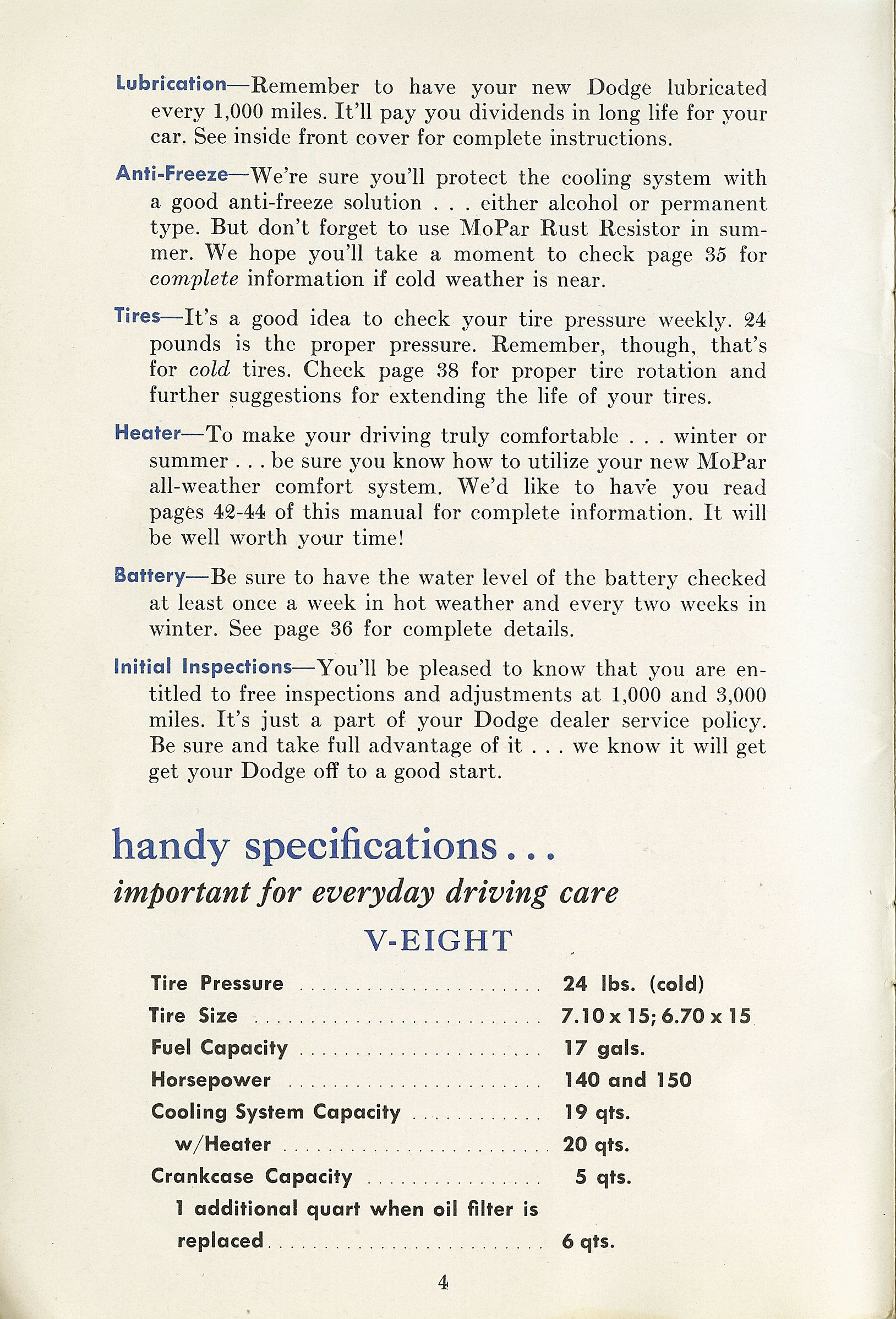 1954 Dodge Car Owners Manual Page 9